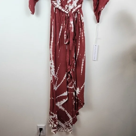 Young Fabulous broke Isla tie dye maxi dress-high low-Burgundy Rose Size S NWT - Picture 2 of 9